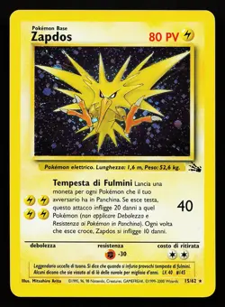 Zapdos 15/62 Holo Rare ITALIAN Fossil Pokemon Card - Image 1