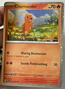 Pokemon Charmander 007/091 Cosmos Holo + SWIRL Paldean Fates NM - Image 1