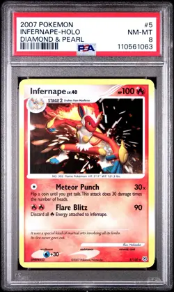 PSA 8 INFERNAPE 5/130 | D&P Base Holo 207 Graded Pokemon Card - Image 1