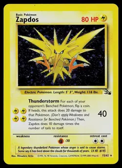 Pokemon Card - Zapdos Fossil 15/62 Holo Rare - Image 1