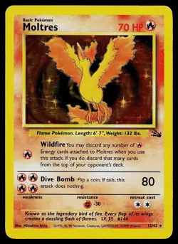 Pokemon Card - Moltres Fossil 12/62 Holo Rare - Image 1