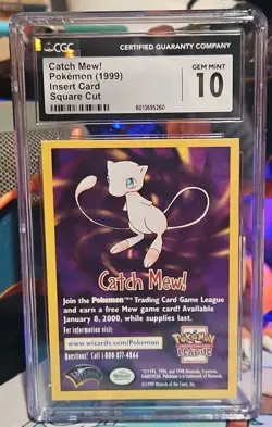 1999 WOTC Pokemon Catch Mew TCG League Promo Insert Square Cut CGC 10 LOW POP!!! - Image 1