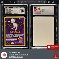 1999 WOTC Pokemon Catch Mew TCG League Promo Insert Square Cut CGC 10 LOW POP!!! - Image 3