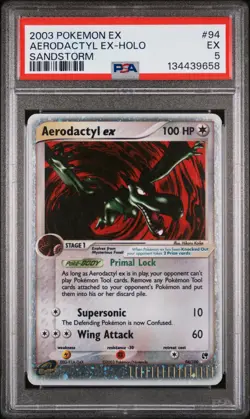 2003 Pokemon EX Sandstorm Aerodactyl EX Holo Holo Sandstorm PSA 5 #94 - Image 1
