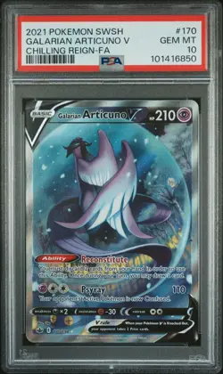 Galarian Articuno V 170/198 PSA 10 Sword & Shield Chilling Reign Pokemon Tcg - Image 1