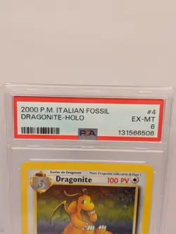 Dragonite Holo Rare 4/62 Fossil Pokemon Italian PSA 6 - Image 2