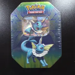 Pokemon TCG: Elemental Power Tin Vaporeon GX + 4 Packs (Sun & Moon) SEALED 820650806490 - Image 1