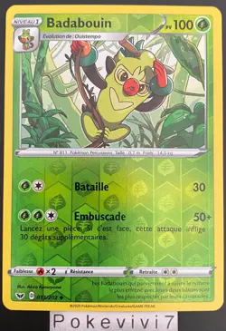 Carte Pokemon BADABOUIN 013/202 REVERSE Epee et Bouclier 1 EB01 FR NEUF - Image 1
