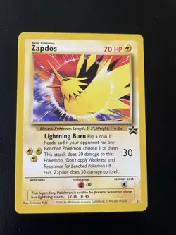 Zapdos #23 Black Star Promo WOTC Pokemon Legendary Bird Vintage TCG 1999 NM - Image 3