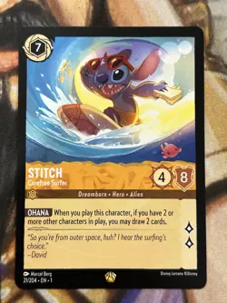 Stitch - Carefree Surfer 21/204 Disney Lorcana The First Chapter Regular - NM 🔥 - Image 1