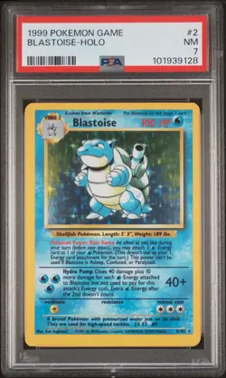1999 POKEMON BASE SET UNLIMITED #2 BLASTOISE-HOLO PSA 7 - Image 1