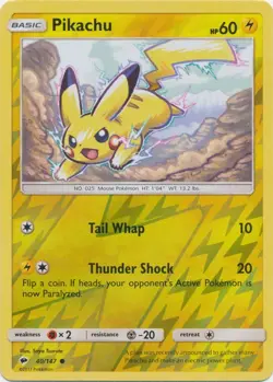 Pikachu Burning Shadows Reverse Holo #40/147 Common Near Mint Pokemon TCG - Image 1