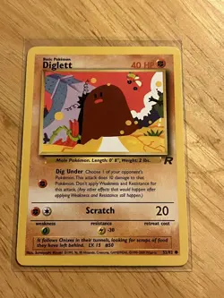 Vintage Pokemon TCG Diglett 52/82 Team Rocket Unlimited Common Card WOTC - Image 1
