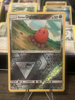 Pokemon TCG Alolan Diglett 121/214 Reverse Holo Metal Common Moderately Played - Image 1
