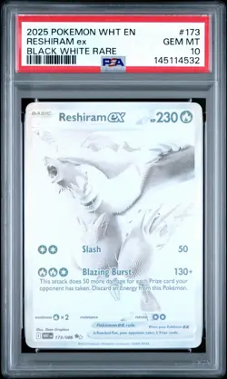 PSA 10 Reshiram EX 173/086 White Flare BWR Graded GEM MINT Pokemon Card - Image 1
