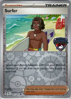 Pokemon Surfer Reverse Holo 187/191 Regional Championships NM - Image 1