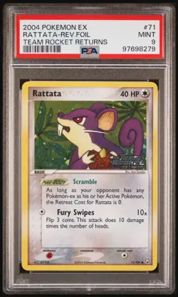 Pokemon Rattata EX Team Rocket Returns Reverse Holo #71 PSA 9 Mint Vintage - Image 1