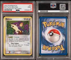 Pokemon Rattata EX Team Rocket Returns Reverse Holo #71 PSA 9 Mint Vintage - Image 2