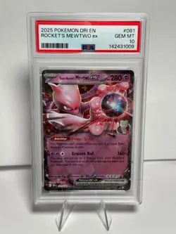 POKEMON DESTINED RIVALS TEAM ROCKET'S MEWTWO EX 81/182 - PSA 10 GEM MINT - Image 1