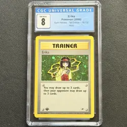 Pokemon Erika Holo 1st Ed. 16/132 CGC 8 NM/Mint+ TCG 2000 Gym Heroes WotC Vtg - Image 2