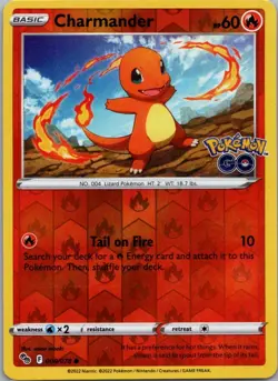 Charmander 008/078 Common Pokemon GO Pokemon Reverse Holo Near Mint - Image 1