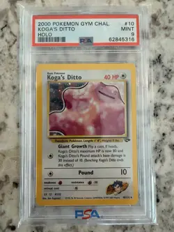 Pokemon TCG Gym Challenge Koga's Ditto Card 10/132 PSA 9 Holo - Image 1