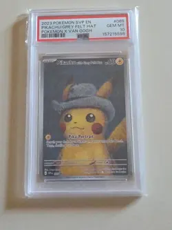 2023 POKEMON SVP EN-SV BLACK STAR PROMO #085 PIKACHU WITH GREY FELT HAT PSA 10 - Image 1