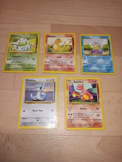lot de 5 cartes pokemon wizard set de base BE bulbizarre, salameche , carapuce.. - Image 1
