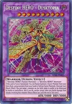 Yugioh - Destiny HERO - Dusktopia - 1st Edition Secret Rare NM - Free Holo Card - Image 1