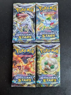 Pokemon Sword & Shield Brilliant Stars Booster Pack Lot of 4 Full Art Set SWSH 9 - Image 1