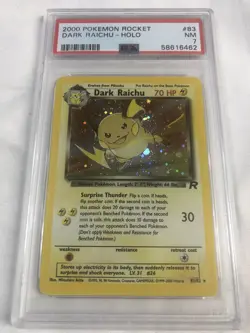 2000 POKEMON TEAM ROCKET #83 DARK RAICHU UNLIMITED HOLO SECRET HIDDEN NM PSA 7 - Image 1