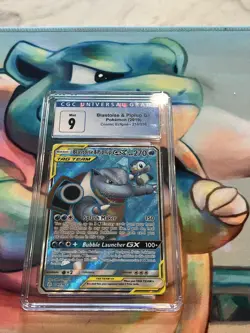 Pokemon CGC MINT 9 Blastoise & Piplup GX 214/236 Cosmic Eclipse FA Holo - Image 1