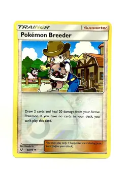 Pokemon Breeder 63/73 Uncommon Shining Legends Pokemon Reverse Holo Near Mint - Image 1