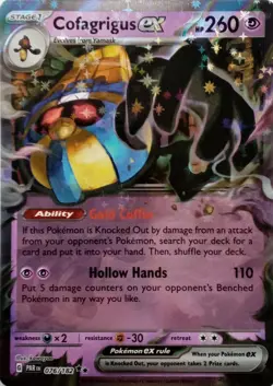 076/182 COFAGRIGUS EX DOUBLE RARE PARADOX RIFT POKEMON CARD - Image 1