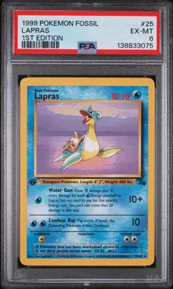 1999 POKEMON FOSSIL 1ST EDITION #25 LAPRAS PSA 6 - Image 1