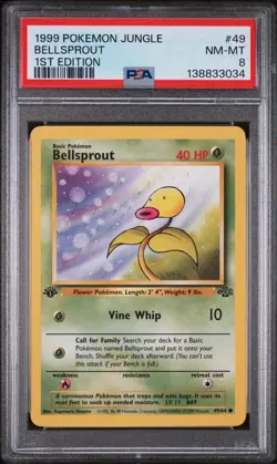 1999 POKEMON JUNGLE 1ST EDITION #49 BELLSPROUT PSA 8 - Image 1