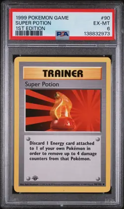 1999 POKEMON GAME 1ST EDITION #90 SUPER POTION PSA 6 - Image 1