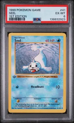 1999 POKEMON GAME 1ST EDITION #41 SEEL PSA 6 - Image 1