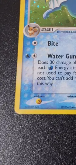 2006 Pokemon Vaporeon Pop Series 3 Holo Rare 6/17 With Swirl - Image 3