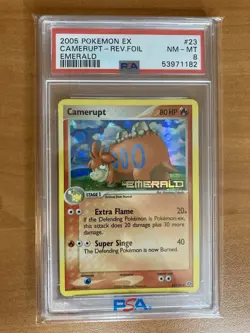 2005 POKEMON EX EMERALD #23 CAMERUPT REVERSE Holo FOIL PSA 8 Ships Fast - Image 1