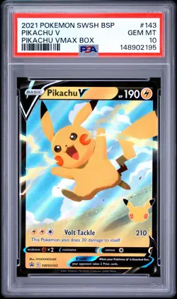 2021 Pokemon Swsh Black Star Promo Pikachu VMax Box #143 Pikachu V (PSA 10) - Image 1