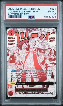 ✨One Piece PRB02 - Come On!! We'll Fight You!! OP09-020 Alt Art PSA 10 English✨ - Image 1