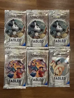 6x Disney Lorcana Fabled New Factory Sealed Booster Packs English 12 game cards - Image 1