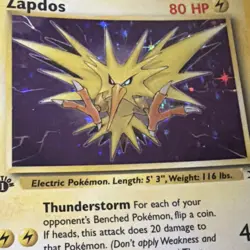 Pokemon Zapdos Holo Rare 1st Edition Fossil 15/62 1999 80 HP English Card - Image 2