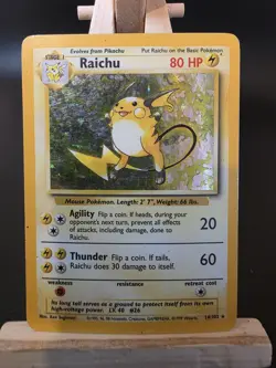 Raichu 14/102 Pokemon Card TCG Base Set Unlimited Holo HP - Image 1