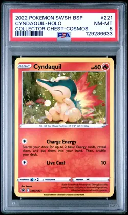 Cyndaquil - PSA 8 (MC) - Black Star Promo SWSH221 Cosmos Holo Pokemon Card - Image 1
