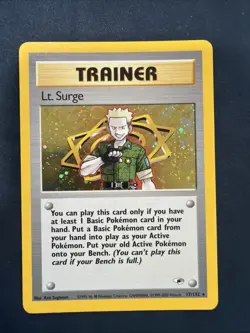 Lt. Surge 17/132 - Gym Heroes Unlimited - Holo Rare Trainer - WOTC Pokemon NM - Image 1