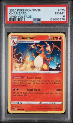 2020 POKEMON SWORD & SHIELD VIVID VOLTAGE #025 CHARIZARD PSA 6 - Image 1