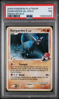 2009 POKEMON PLATINUM RISING RIVALS #11 RAMPARDOS GL-HOLO PSA 7 - Image 1