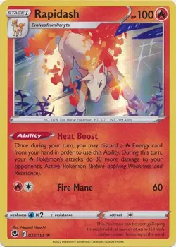 Holo Rapidash 022/195 Holo Rare Silver Tempest Pokemon TCG NM - Image 1